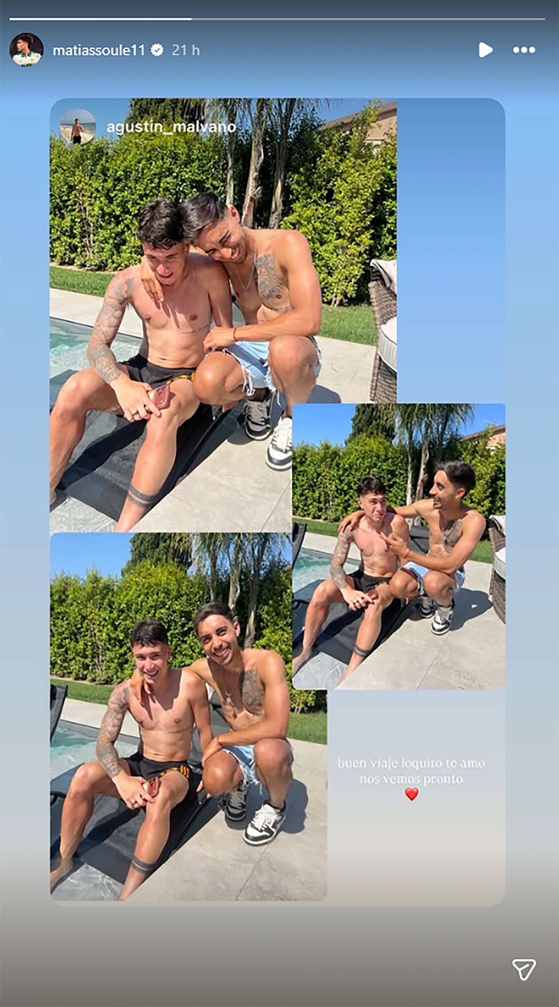 Matías Soulé compartió un mensaje afectuoso con Agustín Malvano en redes sociales, horas antes de que se diera a conocer la lista de la selección argentina para el Mundial.