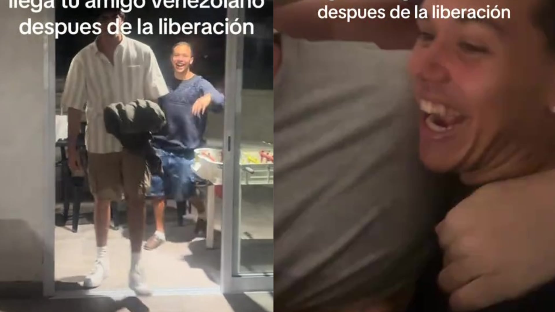 El joven venezolano fue recibido entre abrazos y cánticos por un grupo de amigos argentinos durante una reunión informal (TikTok)
