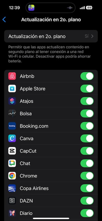En iPhone la opción permite quitar ls actualizaciones en segundo plano de todas las apps. (Foto: iPhone)
