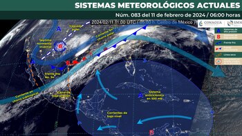 Mapa de los sistemas meteorológicos que afectarán el clima en México hoy domingo 11 de febrero