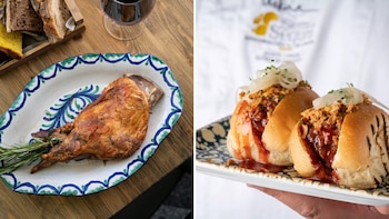 Paletilla de cordero Segureño (IGP) y brioche de cordero, del restaurante Uskar (Cedidas)