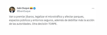 El expresidente Iván Duque criticó