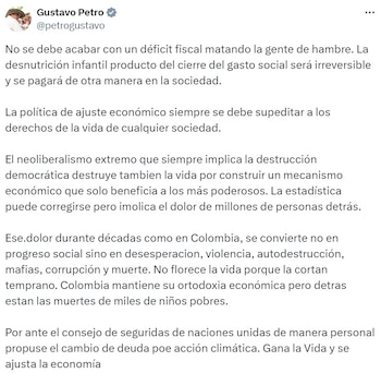 El presidente Gustavo Petro criticó
