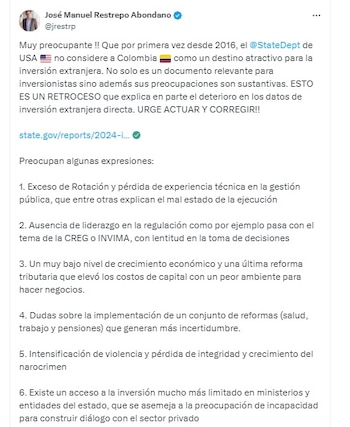 José Manuel Restrepo, exministro de