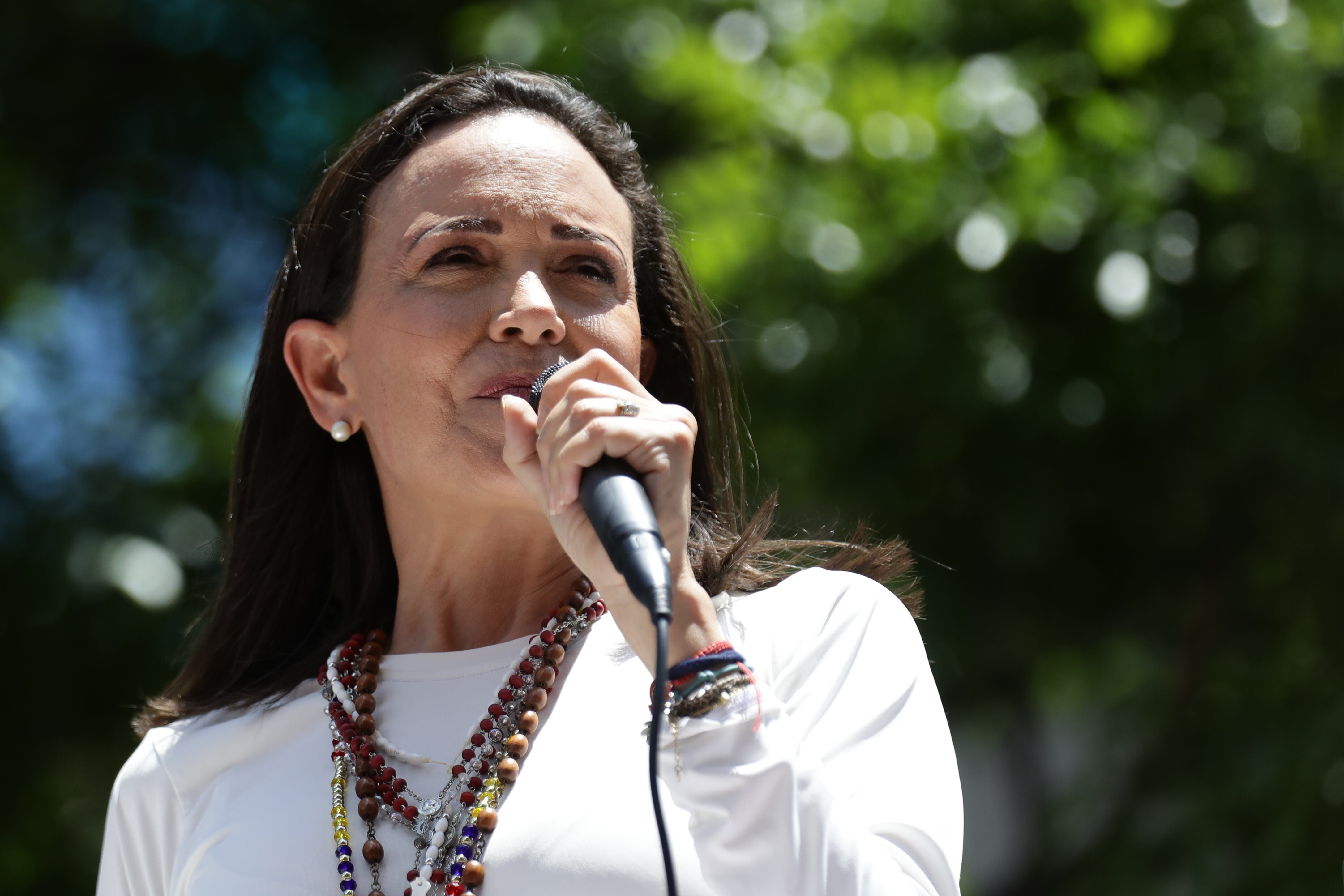 Fotografía de archivo de la líder opositora venezolana María Corina Machado. (EFE/ Ronald Peña)