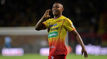 Léider Berrío dejó el Deportivo Pereira y fichó por el Junior de Barranquilla. Imagen: Dimayor.