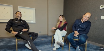 Stiven 'Titi' Rodríguez, jugador del Deportivo Cali, en diálogo con los periodistas de Un Break, el podcast colombiano - crédito Un Break/YouTube
