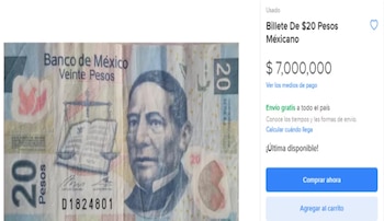 Billete de 20 pesos en