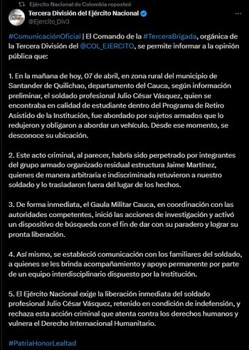 Autoridades señalan a disidencias de