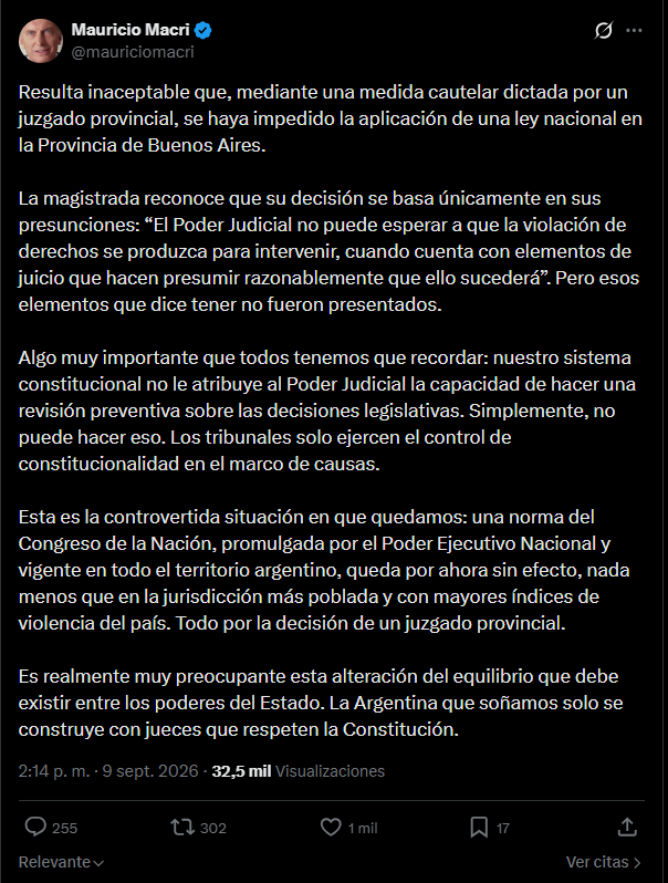 El tuit de Mauricio Macri