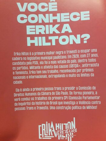 Erika Hilton es una legisladora