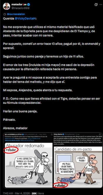 El caricaturista Matador respondió a