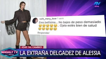 Alessia Rovegno genera preocupación por su delgadez: “Eres linda, solo deseo que no sea alguna enfermedad”. Captura: Magaly TV La Firme.