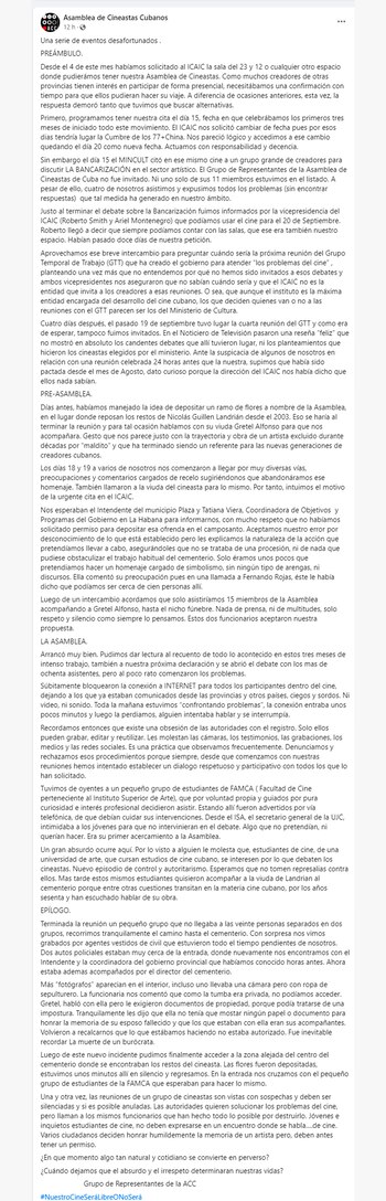 El comunicado de la Asamblea