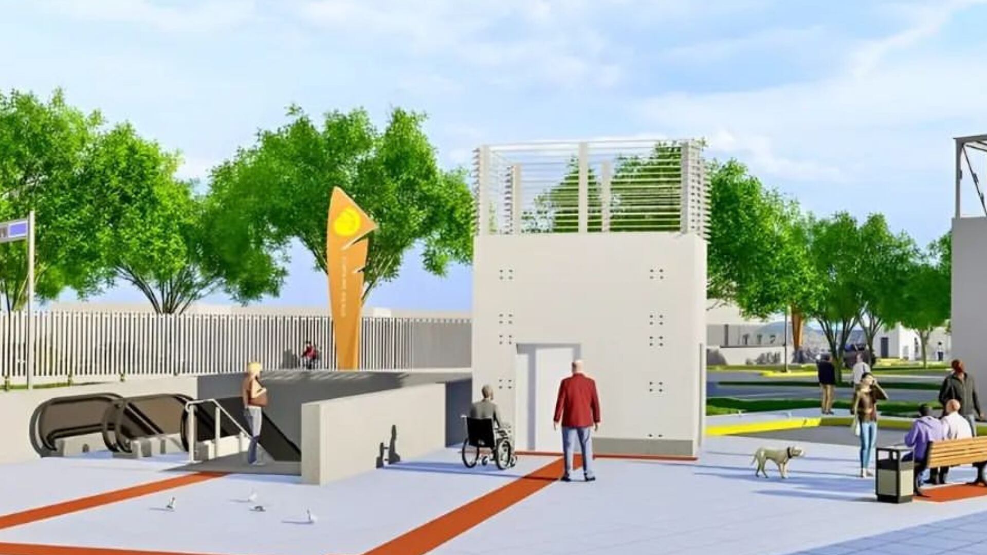 Uno de los ingresos a la estación subterránea de la Línea 2 del Metro de Lima ubicada en la UNMSM. (Fuente: Tv Perú)