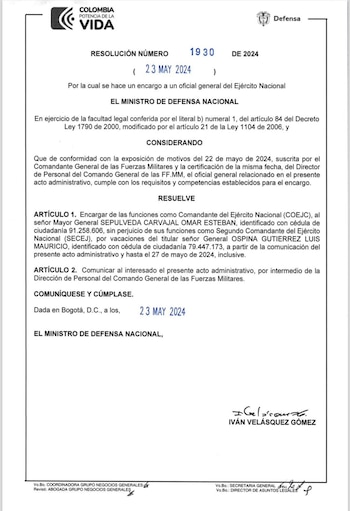 Resolución que deja encargado al