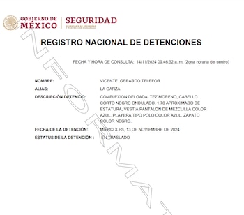 Ficha de detención de Vicente