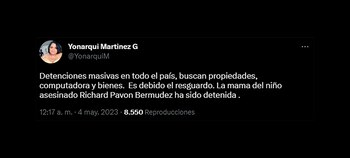 Yonarqui Martínez denunció las detenciones