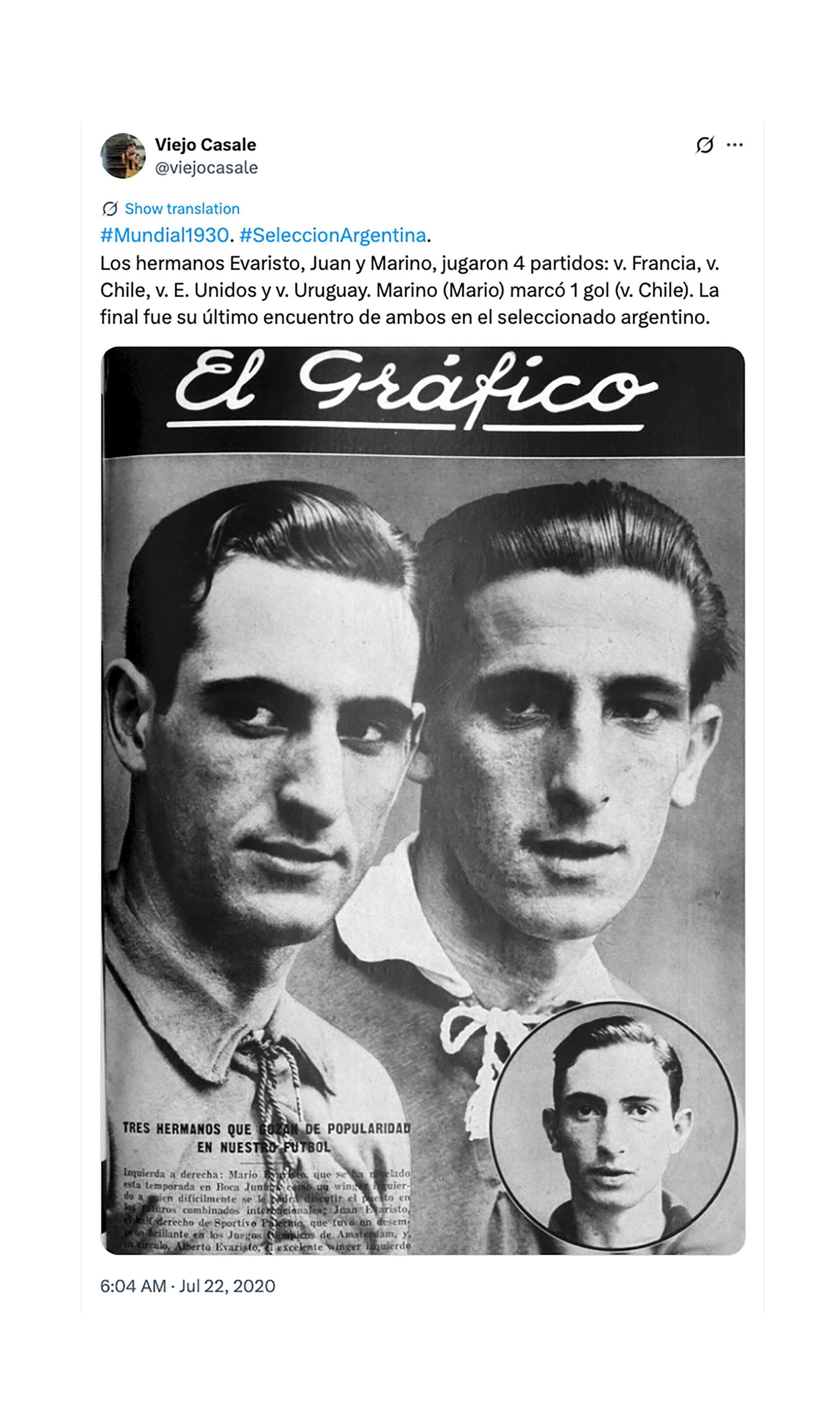 Los hermanos Evaristo. Registro de El Gráfico