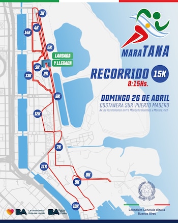 La largada de los 15 km será a las 8:15