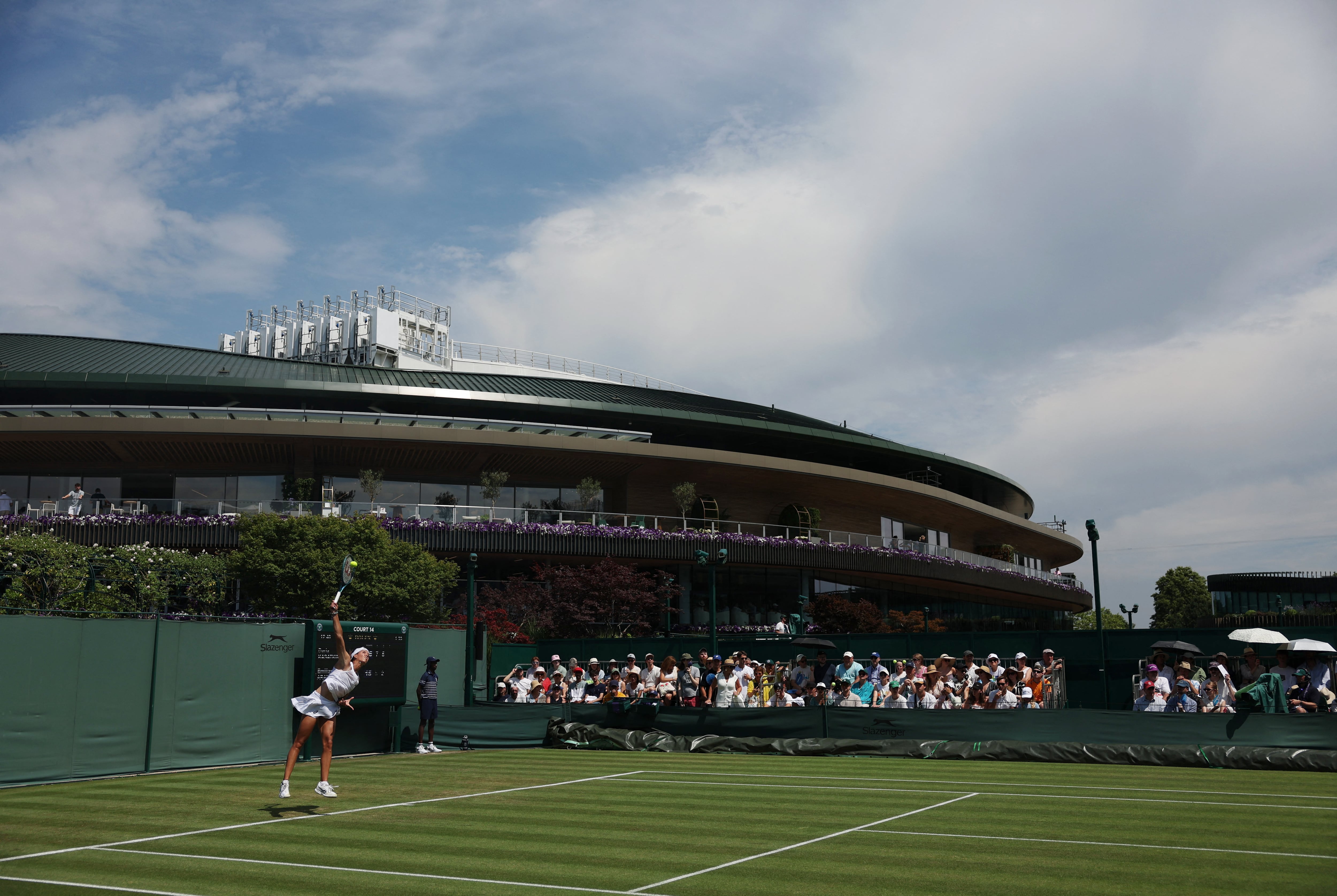 Tennis - Wimbledon - All England Lawn Tennis and Croquet Club, London, Britain - July 1, 2025 General view of court 14 during the first round match between Australia