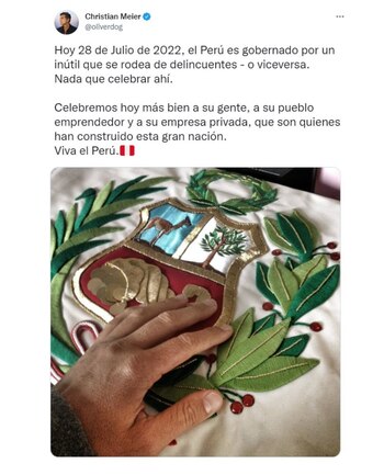 Mensaje de Christian Meier. (Foto: