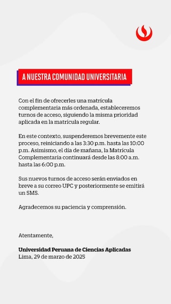 Estudiantes UPC denuncian fallas en matrícula virtual: "Nos derivan a la inteligencia artificial"