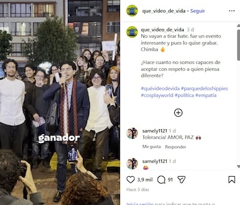 Javier Hernández, que aparece en la captura de pantalla, fue el ganador del concurso en Bogotá, y que ahora busca a la versión caleña juvenil de Iván Cepeda - crédito @que_video_de_vida/IG
