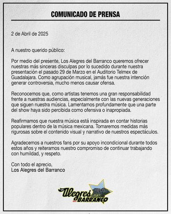 Los Alegres del Barranco admitieron