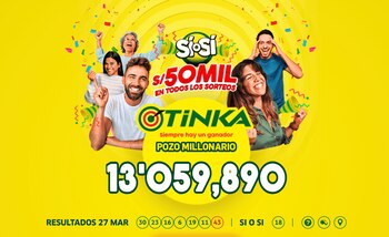 La Tinka dio a conocer los resultados del sorteo del miércoles 27 de marzo.