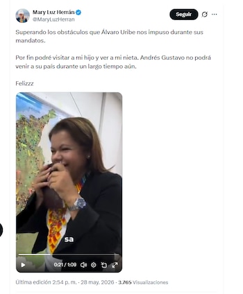 Mary Luz Herrán aseguró que la entrega de su visa de Canadá significa la superación de obstáculos presuntamente impuestos por Álvaro Uribe - crédito @MaryLuzHerran/X