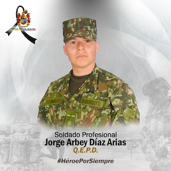 El soldado profesional Jorge Arbey Díaz Arias murió en combates entre el Ejército Nacional y las disidencias de las Farc en zona rural de Tuluá, Valle del Cauca - crédito @Ejercito_Div3 / X