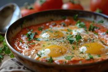 Huevos en purgatorio. (Adobe Stock)