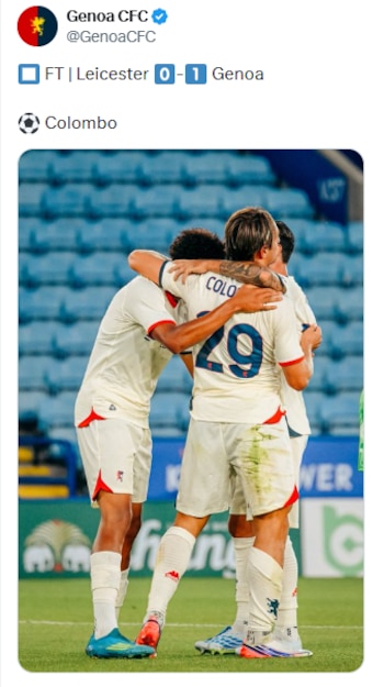 El contraste crece porque el club genoves venía de ganar al Trento y Leicester City, y empatar con Vicenza antes del debut en Serie A. (X/ @GenoaCFC)