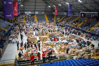 Parte de las donaciones recolectadas en Bogotá ya fueron trasladadas a los territorios afectados por el terremoto. - crédito @CarlosFGalan/X