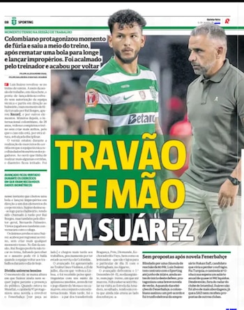 El episodio ocurrió días antes del posible debut de Suárez como titular ante el Estrela da Amadora-crédito Record Portugal