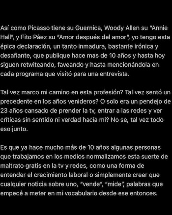 El posteo de Fede Bal