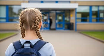 Una niña de 9 años antes de entrar a clase por la mañana (Imagen Ilustrativa Infobae)