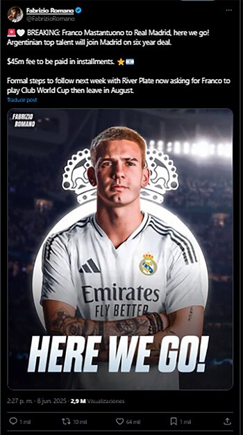 "Aquí vamos", el posteo de