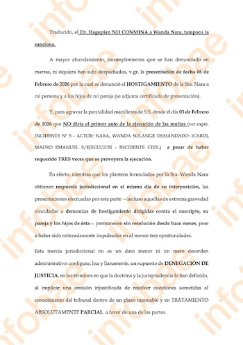 El escrito que presentó la defensa de Mauro Icardi