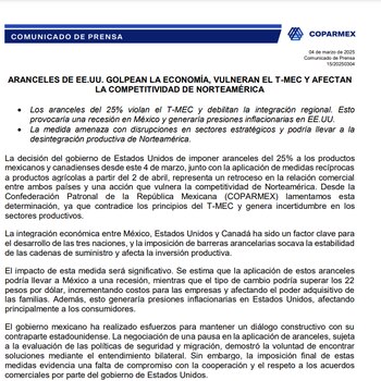 Coparmex ve una posible recesión