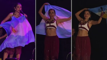 María Becerra ondeó la bandera argentina en su regreso a España: la reacción del público en medio de su show