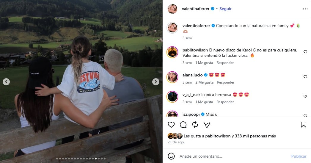 Antes del anuncio oficial, Valentina Ferrer y J Balvin habían compartido en redes sociales imágenes de un viaje familiar junto a su hijo Río - crédito @valentinaferrer/Instagram