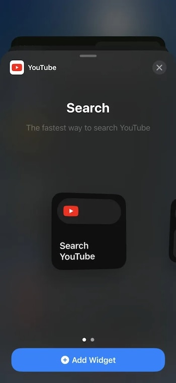 Widget de YouTube en iOS