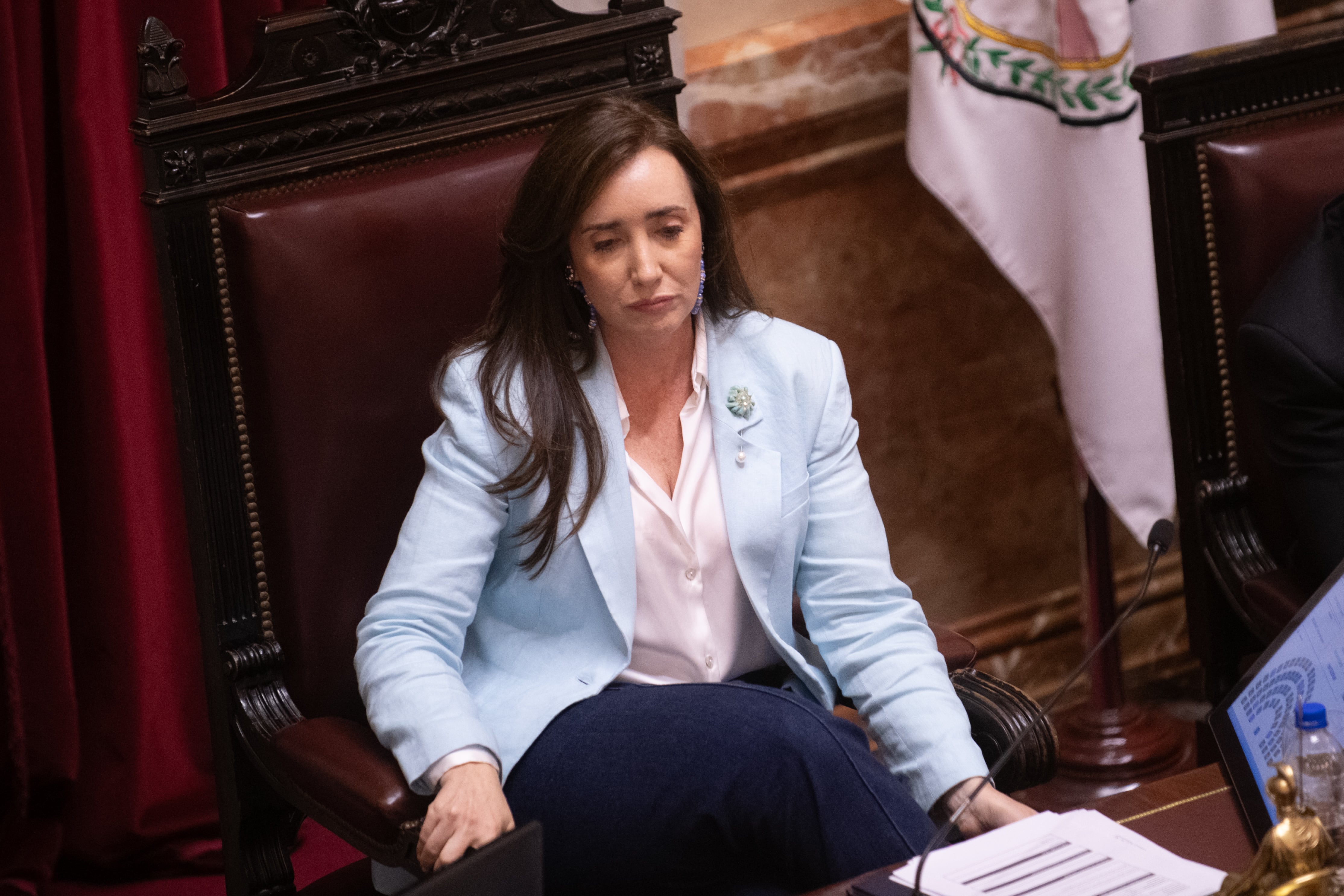 La vicepresidenta y titular del Senado, Victoria Villarruel (Jaime Olivos)