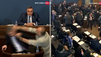 Pelea en el parlamento de