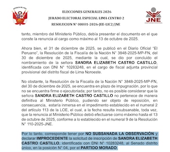 JEE rechaza candidatura al Senado