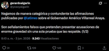 El coordinador de Comunicación Social de Tamaulipas niega respaldo documental a una publicación. (X- @yosoyalgarin)