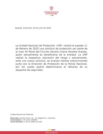 UNP publicó un comunicado tras