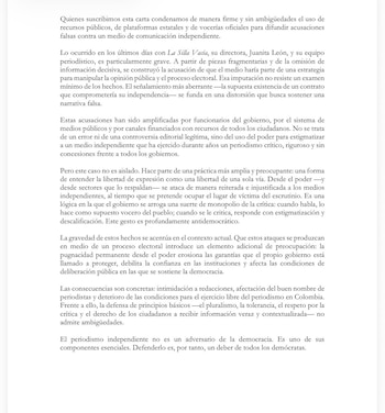 Mais de 200 pessoas assinaram uma carta condenando a utilização de fundos públicos para difamar os meios de comunicação privados – crédito